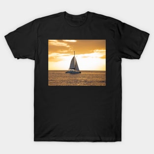 Sailboat sailing off of Anse Chastanet at Sunset Saint Lucia Caribbean T-Shirt